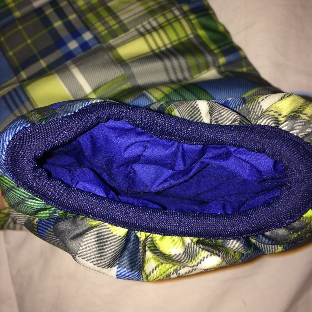 Patagonia Infant Reversible Puff Ball Snow Pants Green Blue 6 months - Picture 7 of 8